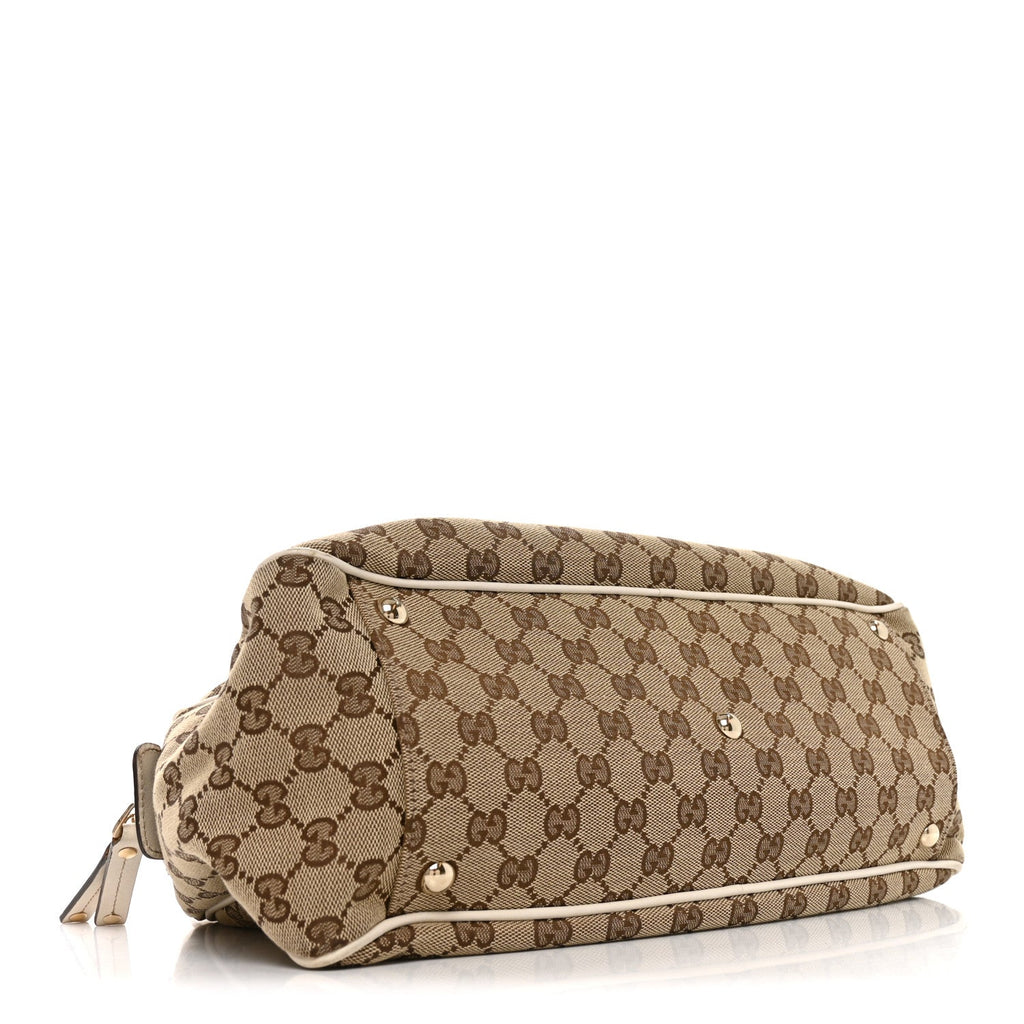 Gucci Monogram Trophy Tote Beige Ebony Mystic White