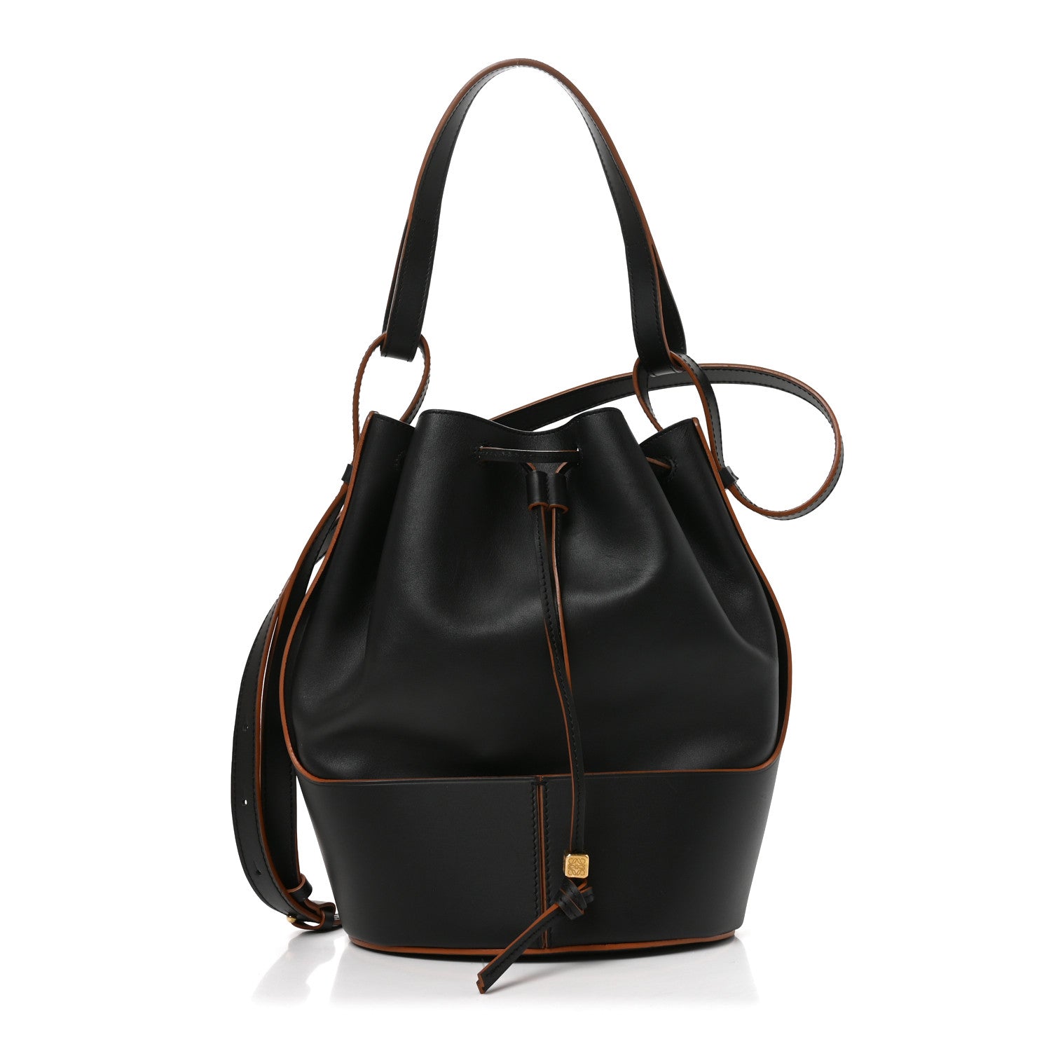 Loewe Calfskin Medium Balloon Bucket Bag Black Tan