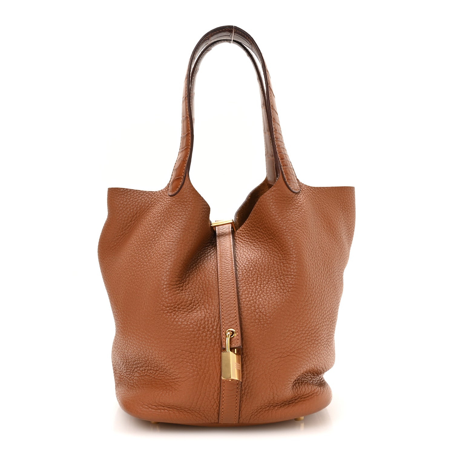 Hermès Taurillon Clemence Matte Alligator Picotin Lock Touch 22 MM Gold