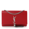 Saint Laurent Grain De Poudre Medium Classic Monogram Kate Tassel Satchel Rouge Eros