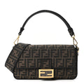 Fendi Fabric Jacquard FF 1974 Medium Baguette Tobacco Moro Black