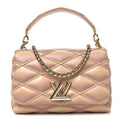 Louis Vuitton Lambskin Malletage Top Handle GO-14 MM Beige Rose