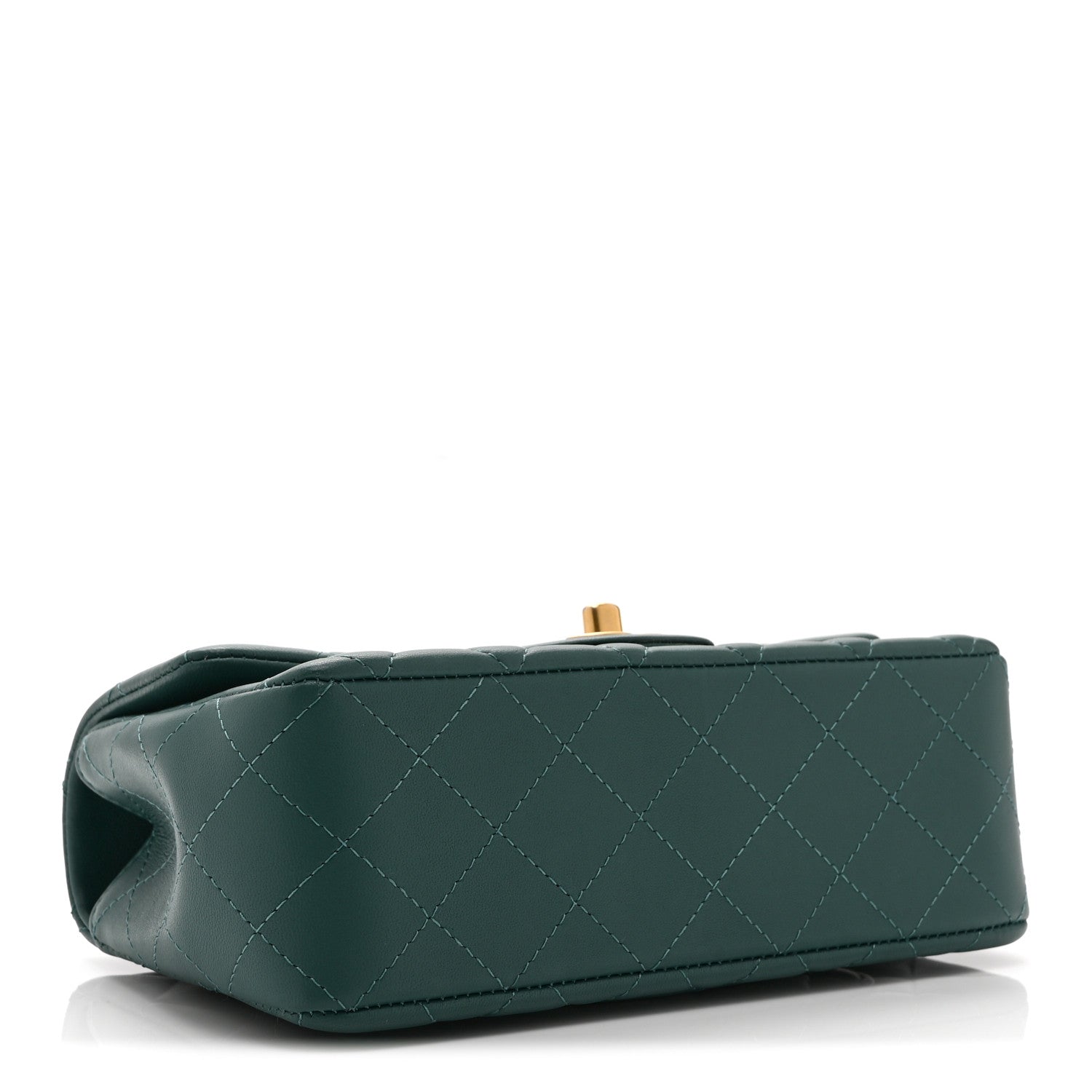 Chanel Lambskin Quilted Mini Top Handle Rectangular Flap Green