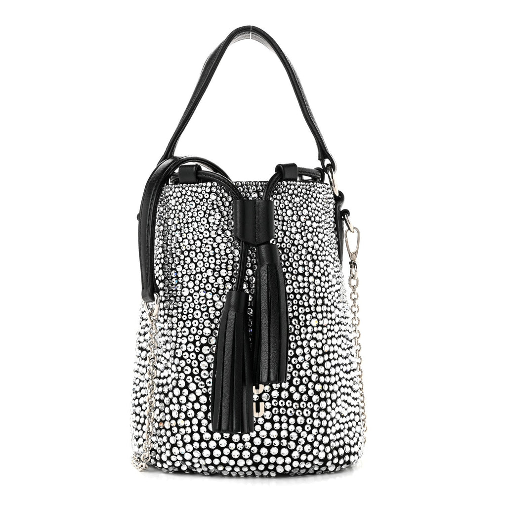 Miu Miu Raso Crystal Starlight Bucket Bag Black