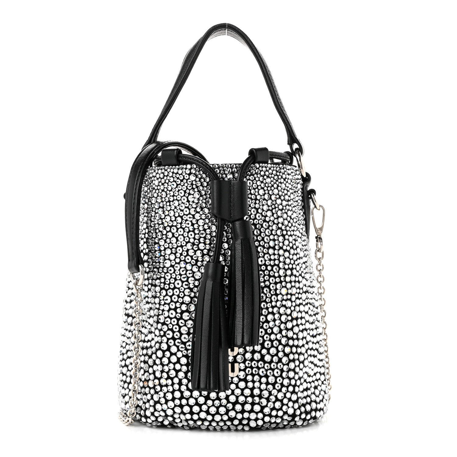 Miu Miu Raso Crystal Starlight Bucket Bag Black