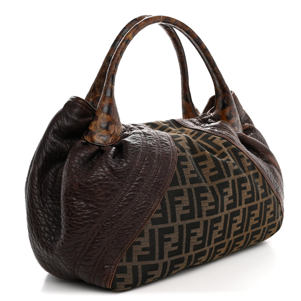 Fendi Zucca Nappa Nuvolata Vitello Tortuga Spy Tobacco Moro