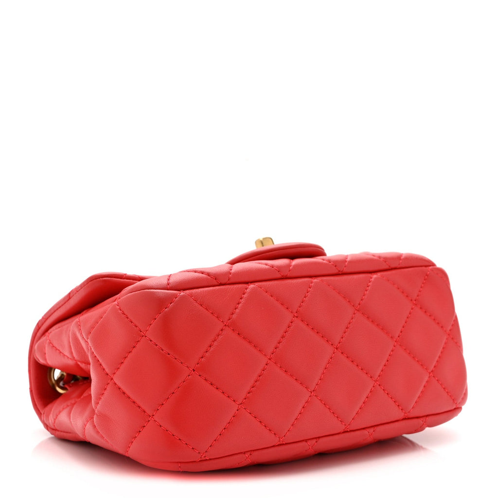 Chanel Lambskin Quilted Mini Pearl Crush Flap Red