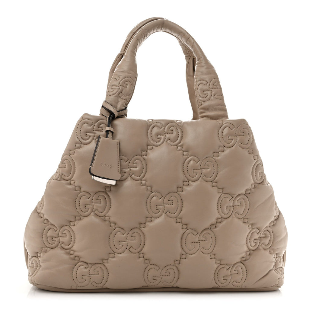 Gucci Calfskin GG Matelasse Large Tote Beige