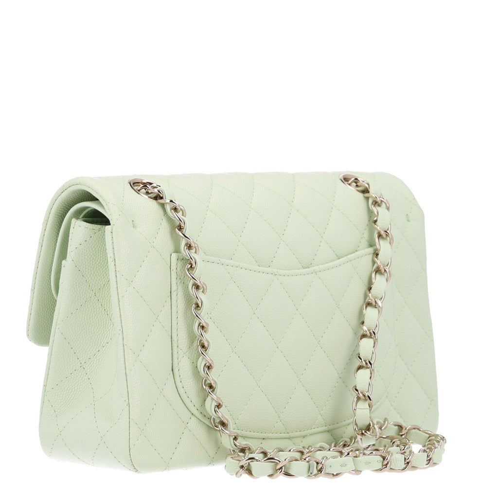 Chanel Caviar Quilted Small Double Flap Light Green