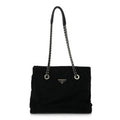 Prada Tessuto Nylon Acciaio Chain Shoulder Bag Black