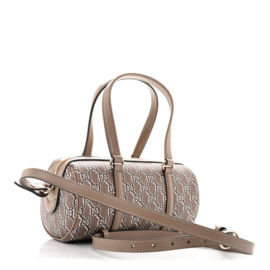 Gucci GG Shadow Monogram Top Handle Bowler Bag Rocky Ebony Grey White Rocky