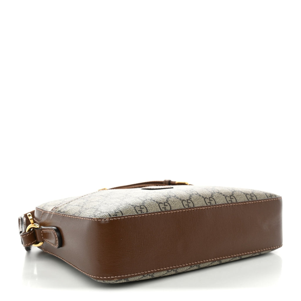 Gucci GG Supreme Monogram Azalea Calfskin Retro Interlocking G Messenger Shoulder Bag Beige Ebony Brown Sugar