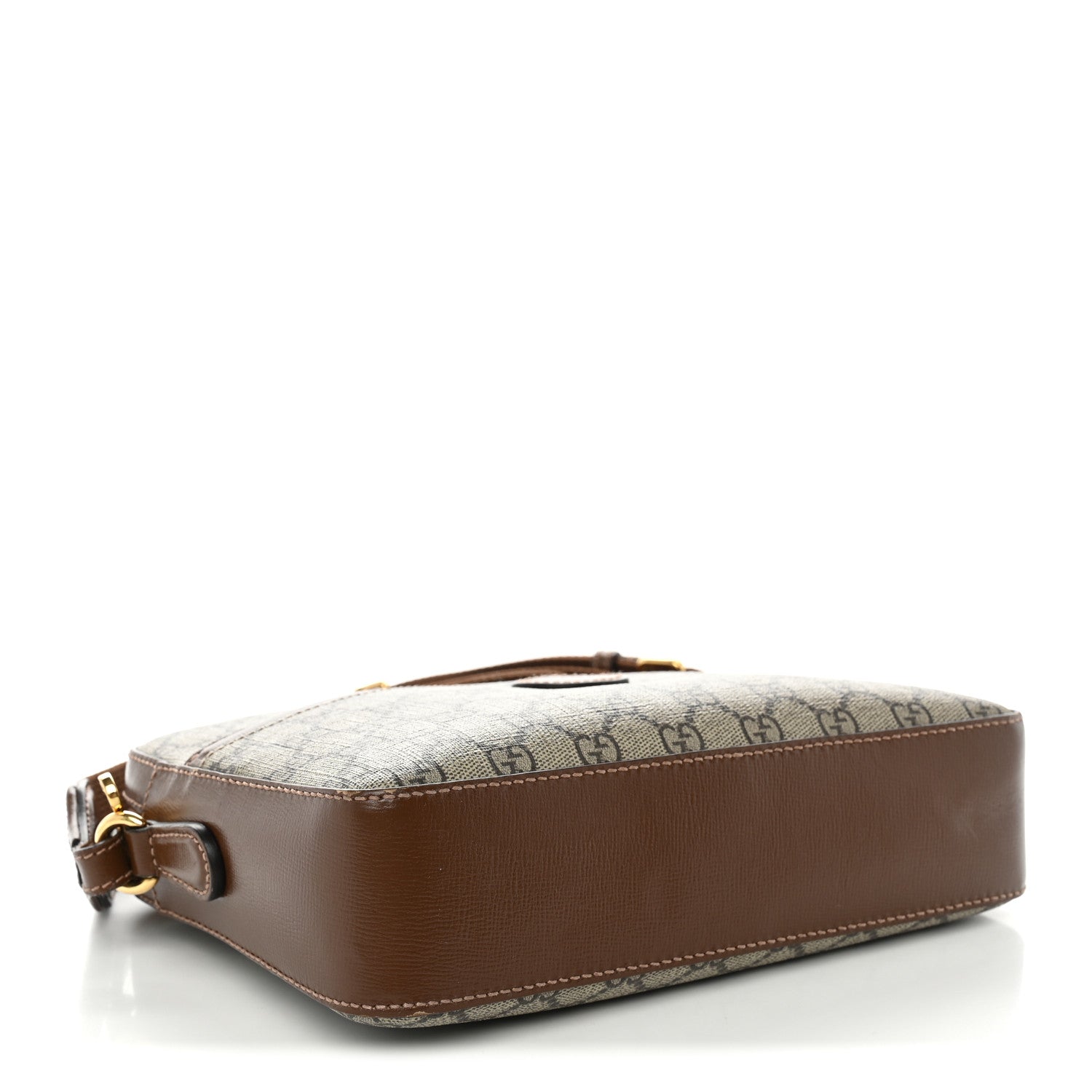 Gucci GG Supreme Monogram Azalea Calfskin Retro Interlocking G Messenger Shoulder Bag Beige Ebony Brown Sugar