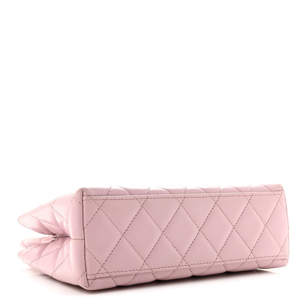 Chanel Shiny Aged Calfskin Quilted Nano Kelly Shopper Pink