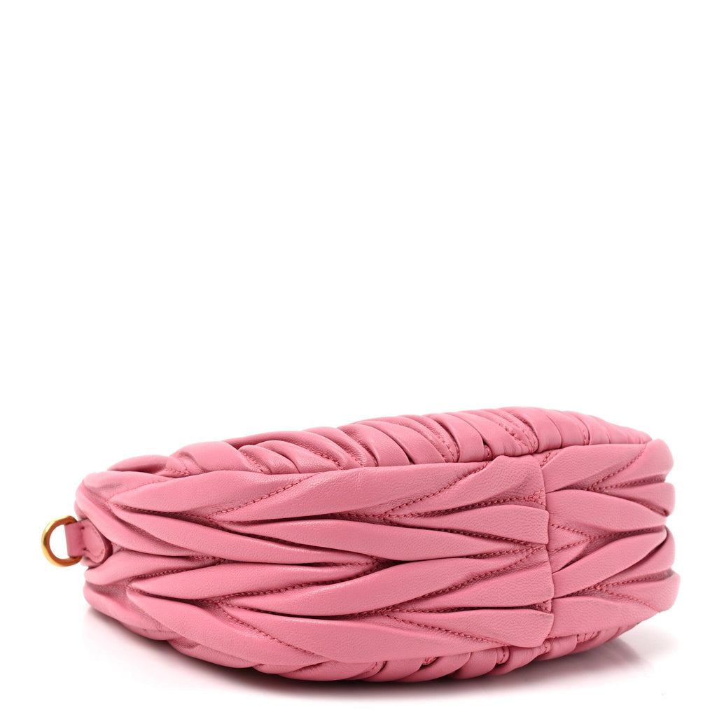 Miu Miu Nappa Matelasse Mini Wander Hobo Pink