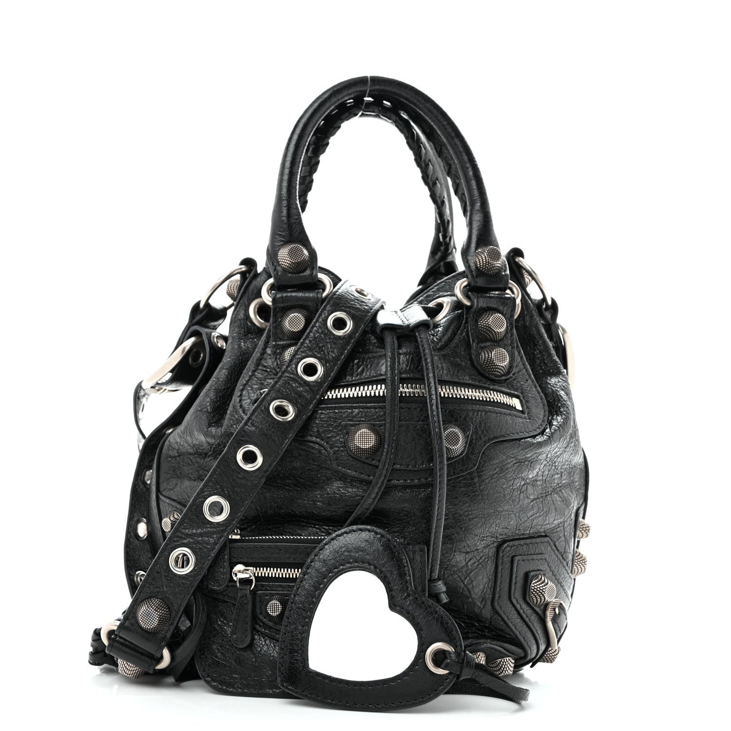 Balenciaga Agneau Arena Small Le Cagole Bucket Bag Black