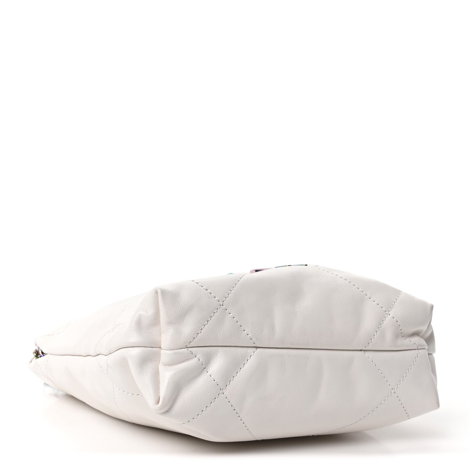 Chanel Shiny Calfskin Quilted Rainbow Mini Chanel 22 White