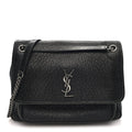 Saint Laurent Grained Lambskin Monogram Large Niki Chain Satchel Black
