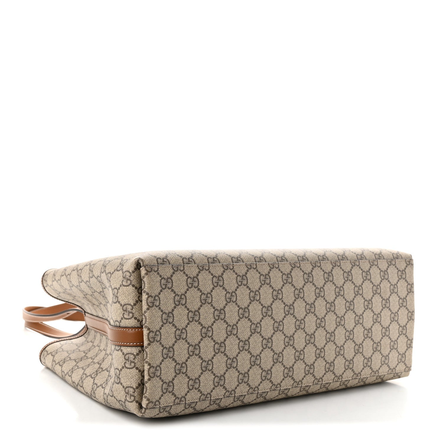 Gucci GG Supreme Monogram Emblem Large Tote Bag Beige Dark Brown