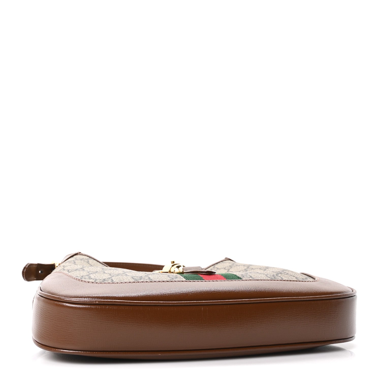 Gucci GG Supreme Monogram Azalea Calfskin Web Small Jackie 1961 Hobo Beige Ebony Brown Sugar