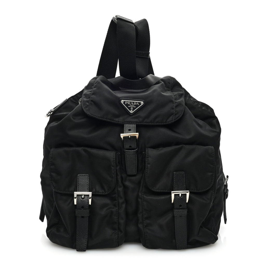 Prada Re-Nylon Saffiano backpack front view black