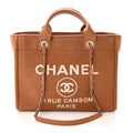 Chanel Mixed Fibers Small Deauville Tote Camel