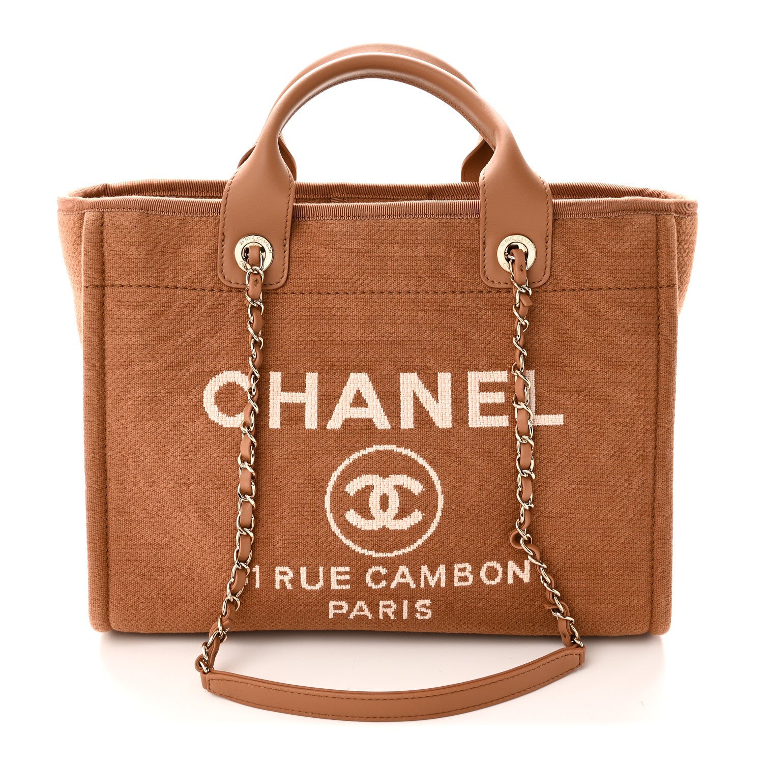Chanel Mixed Fibers Small Deauville Tote Camel