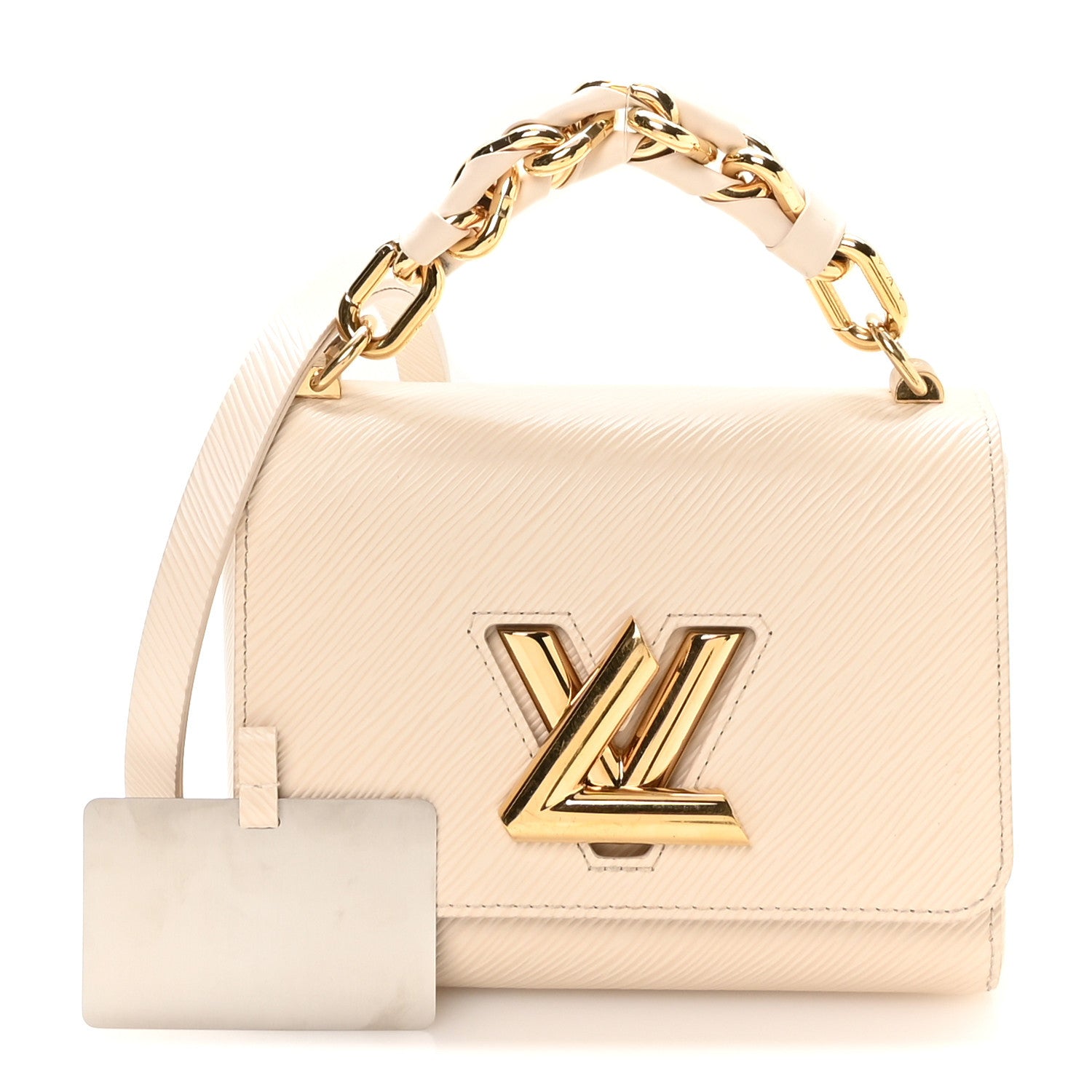 Louis Vuitton Epi Twist Braided Chain Shoulder Bag PM Quartz White