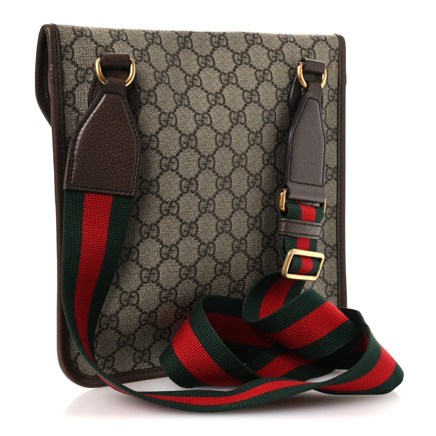 Gucci GG Supreme Monogram Web Medium Neo Vintage Flap Messenger Bag Beige New Acero