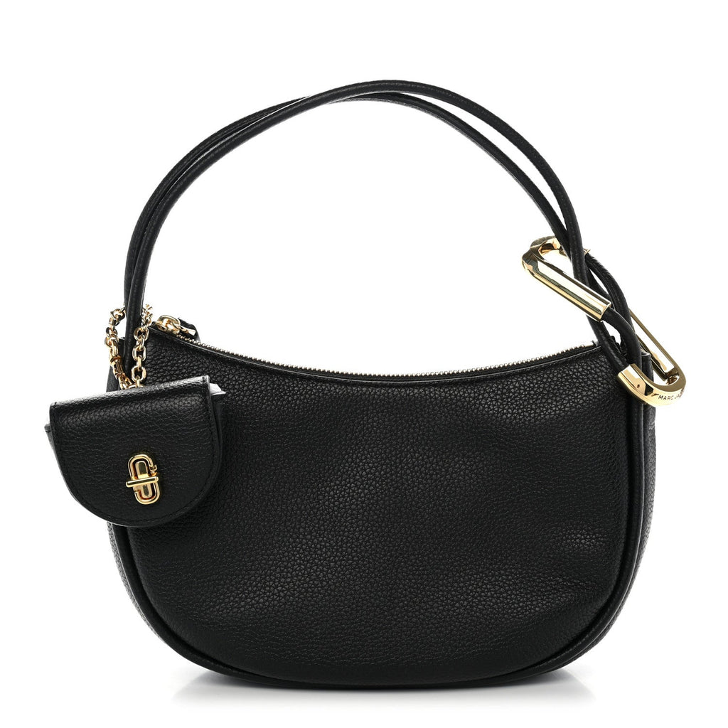Grained Calfskin Dual Crescent Bag Black