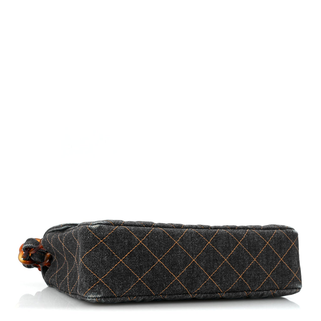 Chanel Denim Quilted Tortoise Single Flap Blue