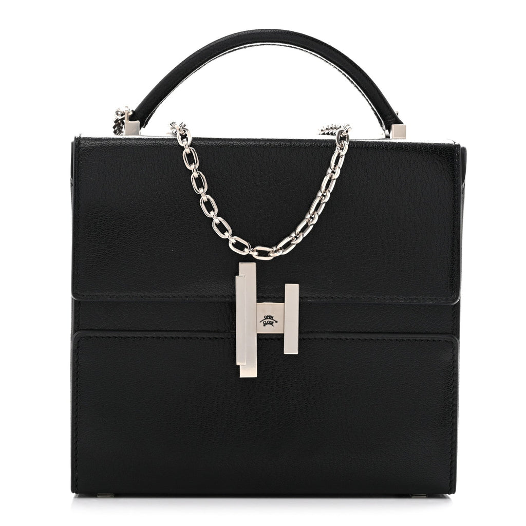 Hermès Chevre Chamkila Cinhetic Boxy Top Handle Bag Black