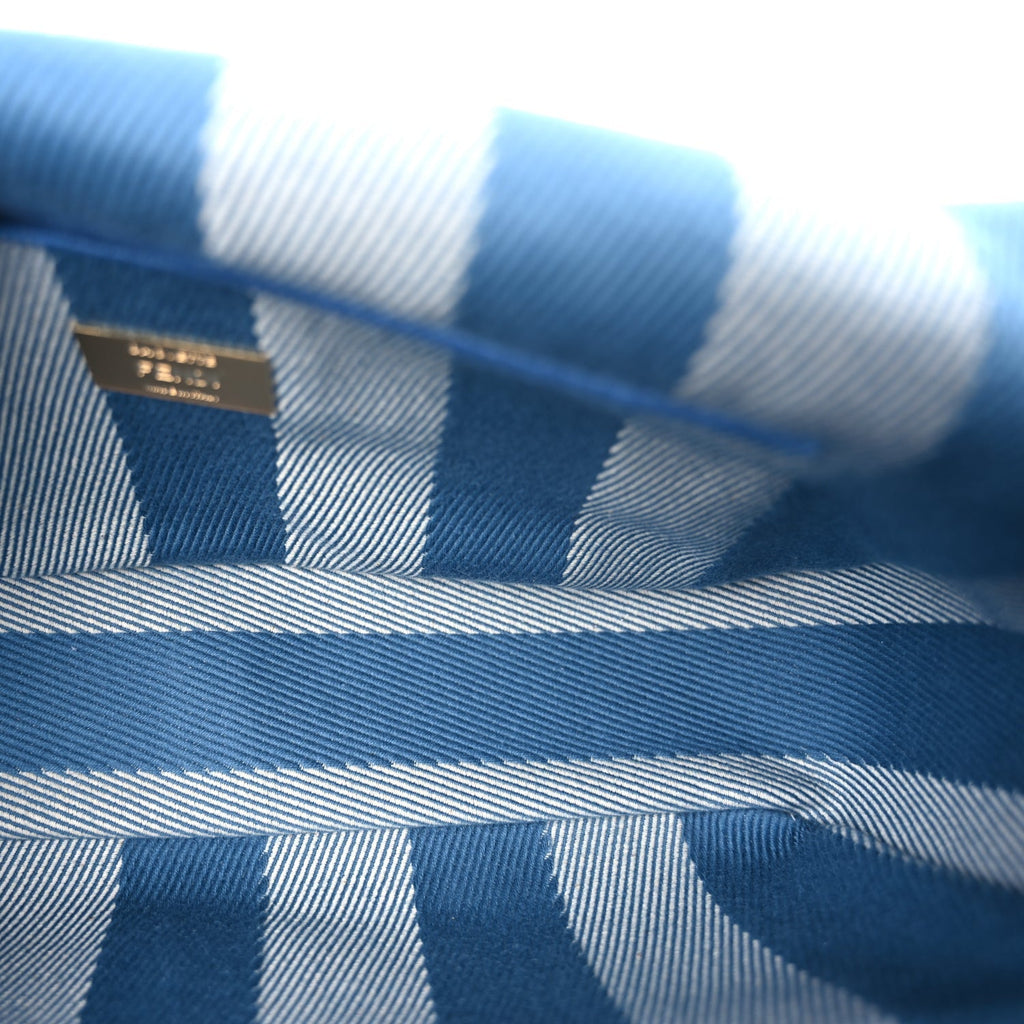 Fendi Denim Jacquard FF Effect Vitello Grace Reversible Baguette Ceruleo