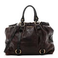 Miu Miu Vitello Lux Gathered Tote Brown