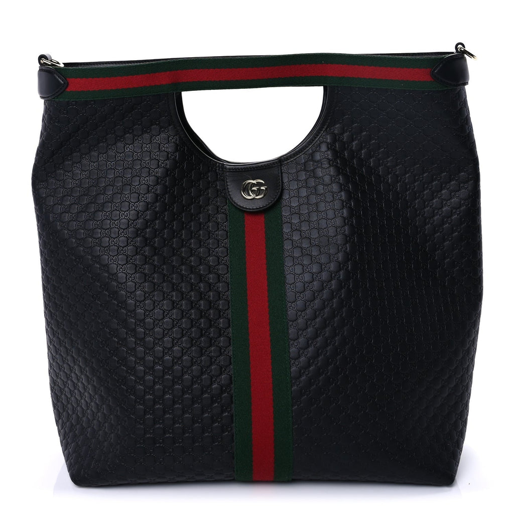 Gucci Microguccissima Web Large Giglio Tote Black