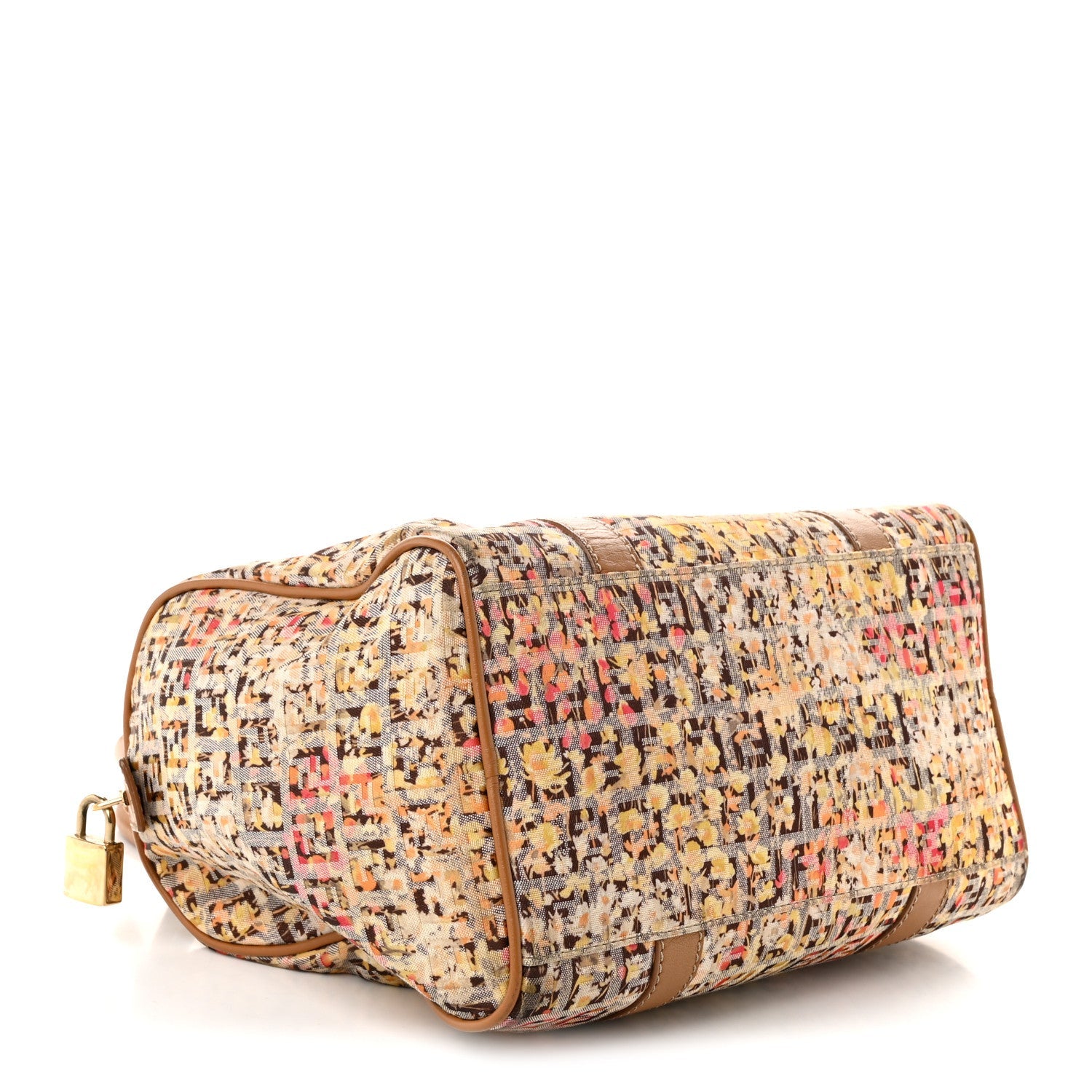 Fendi Zucchino Vitello Floral Forever Boston Pesca Giallo Saddler