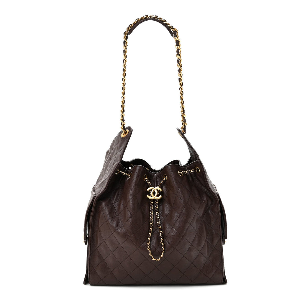Chanel Caviar Quilted Medium Chanel 25 Handbag Dark Brown