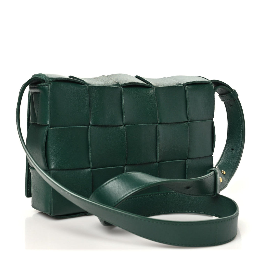 Bottega Veneta Maxi Intrecciato Cassette Crossbody Bag Raintree Green side view