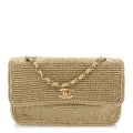Chanel Braided Raffia Small Coco Beach Flap Beige