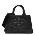 Prada Denim Small Logo Tote Black