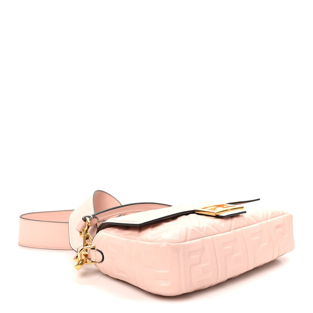 Fendi Nappa FF 1974 Embossed Baguette Baby Pink