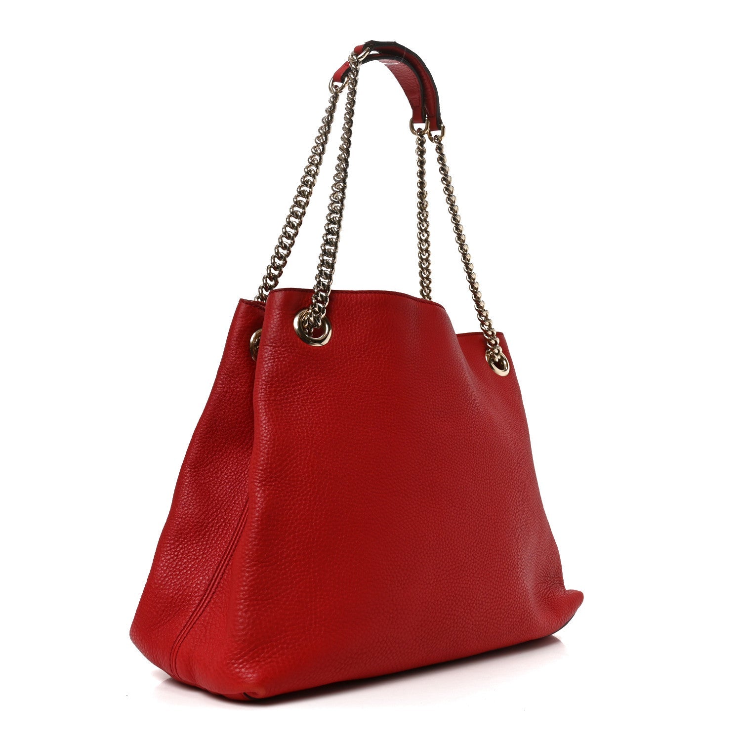 Gucci Pebbled Calfskin Medium Soho Chain Shoulder Bag Tabasco Red