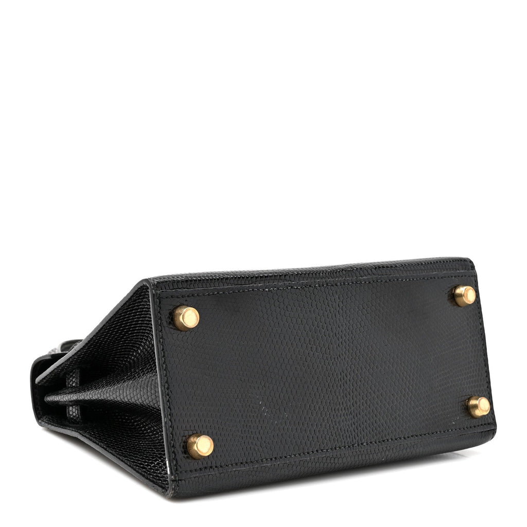 Hermes Lizard Mini Kelly Sellier 20 Noir detail view
