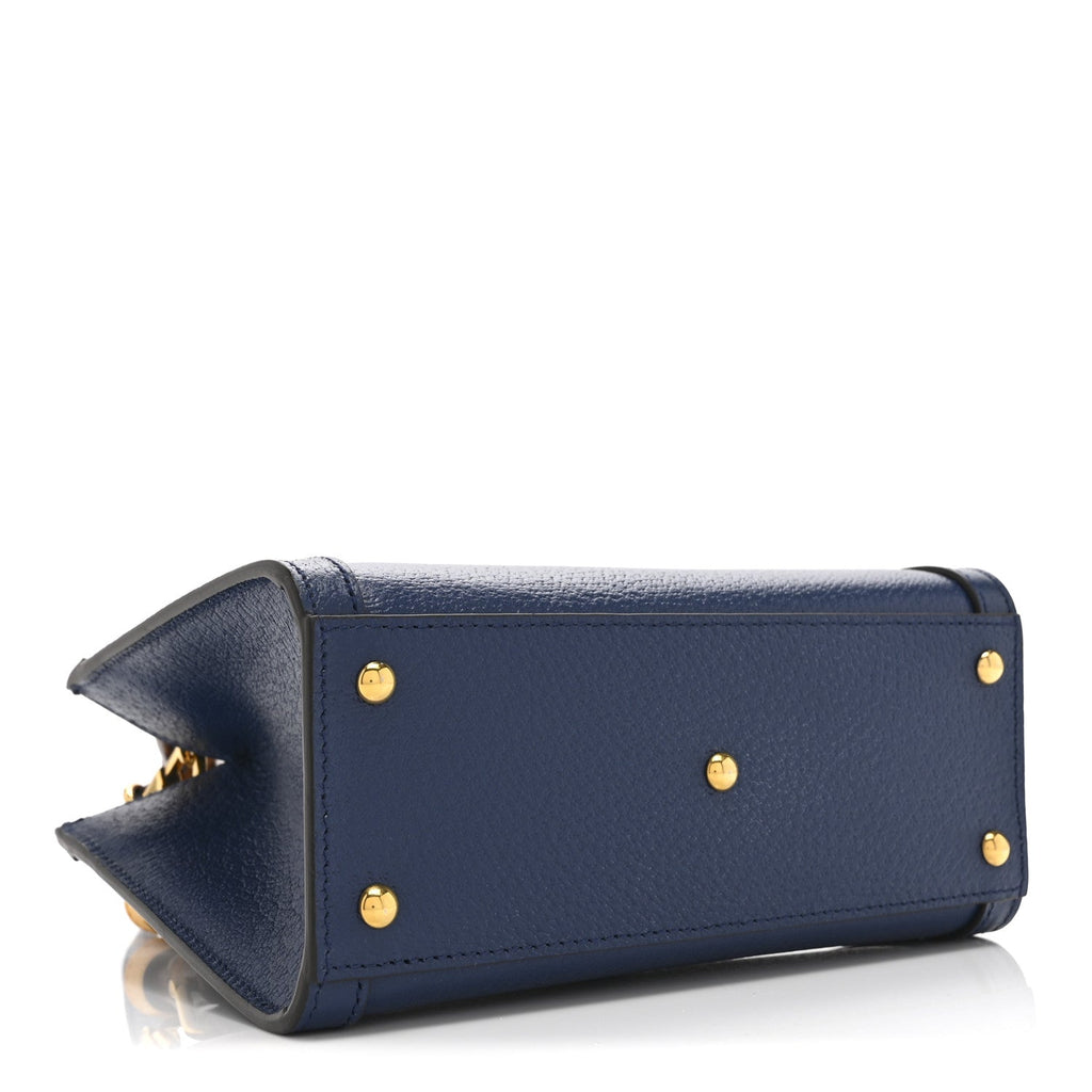 Gucci Textured Dollar Calfskin Web Mini Diana Tote Bag Royal Crop