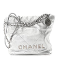 Chanel Metallic Lambskin Quilted Mini Chanel 22 Silvery