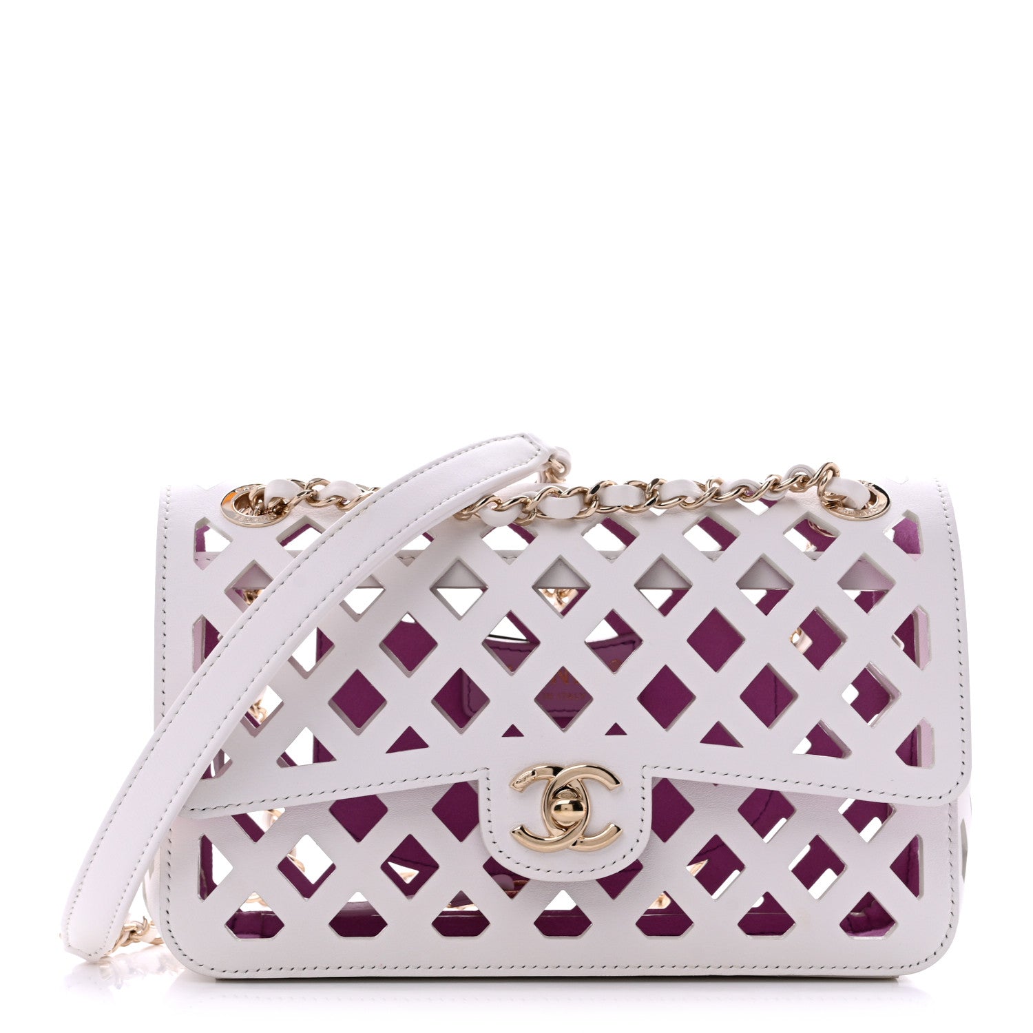Chanel Lambskin Small Sea Through Flap White Multicolor