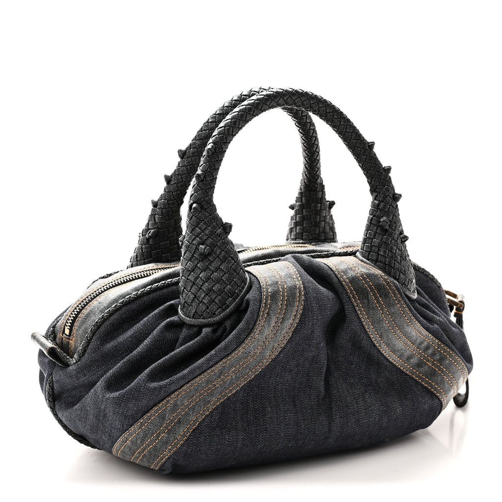 Fendi Denim Spalmati Woven Spy Bowler Blue