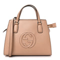 Gucci Dollar Calfskin Medium Soho Top Handle Satchel Camelia
