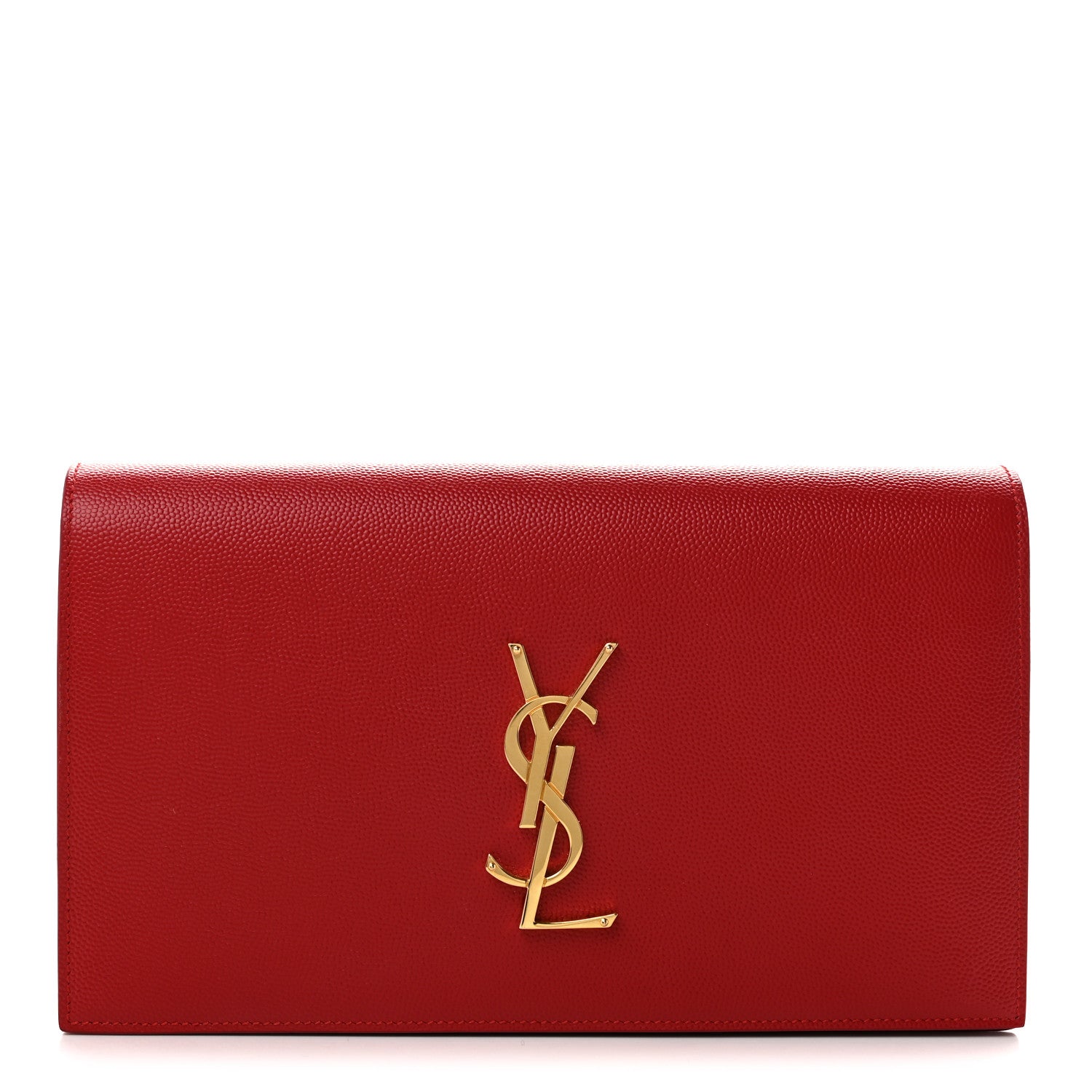 Saint Laurent Grain De Poudre Classic Monogram Cassandre Clutch New Red