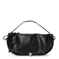 Celine Shiny Lambskin Soft Triomphe Half Moon Bag Black